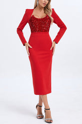 Melissa Long Sleeve Sequin Midi Dress | Dress In Beauty